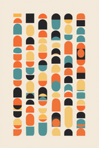 Nordic Bauhaus Mid-Century – Living Room Set of 6 Modern Prints - Hakyarts