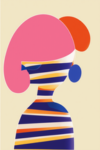 Striped Girl Reading – Set of 5 Modern Bedroom Art Prints - Hakyarts