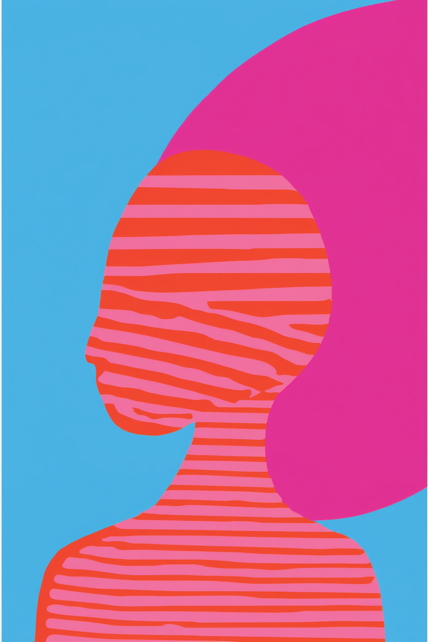 Striped Girl Reading – Set of 5 Modern Bedroom Art Prints - Hakyarts