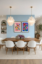 Set of 2 Cutout Floral Variation & Cobalt Pop Poppies | Contemporary Floral Wall Art Prints