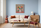 Pink Folk Floral Variation I | Contemporary Folk Botanical Wall Art Print