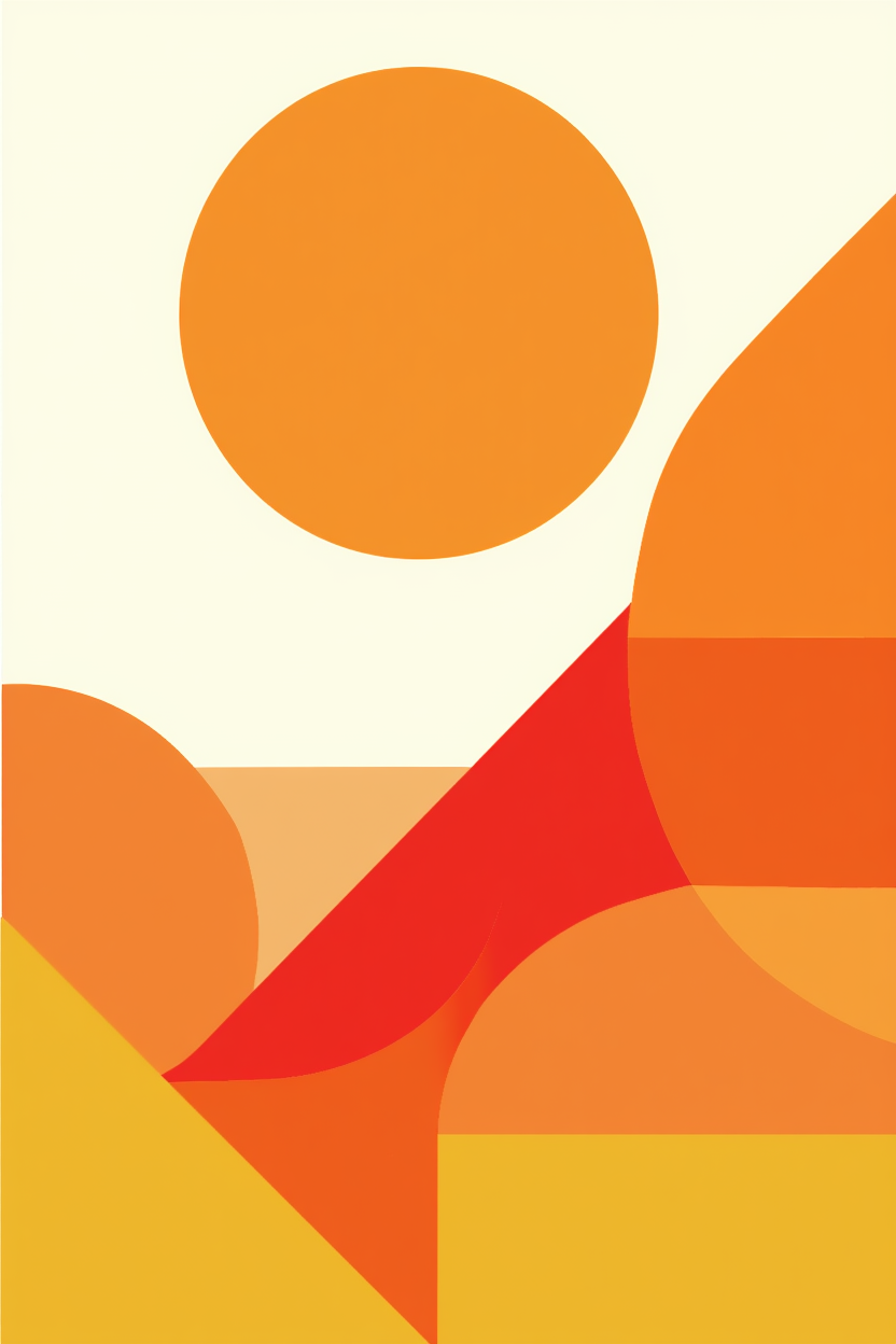 Abstract Orange Bauhaus Bicycle – Office Set of 3 Prints - Hakyarts
