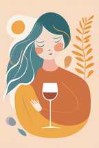 Boho Chic – Set of 3 Abstract Girl & Wine Prints - Hakyarts