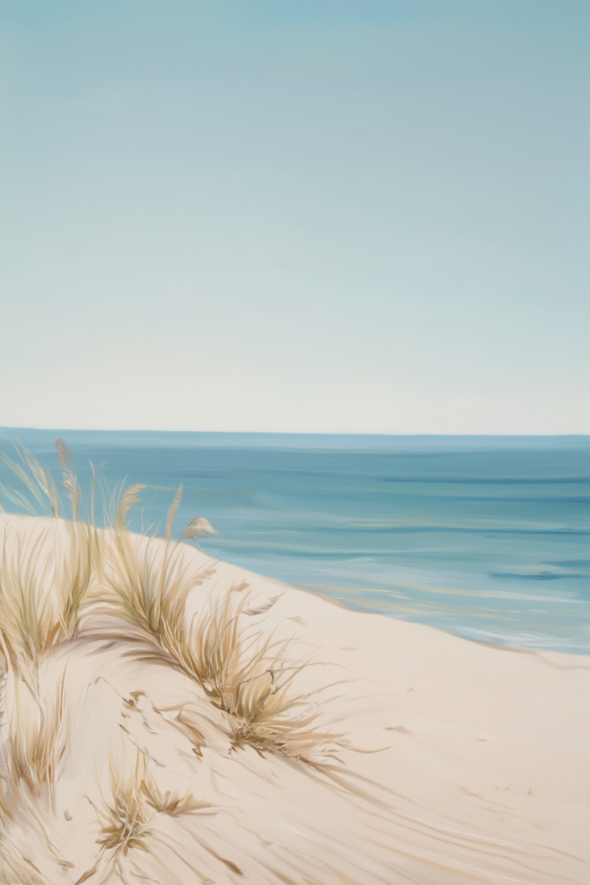 Beige Bohemian Beach Landscape – Office Set of 3 Prints - Hakyarts