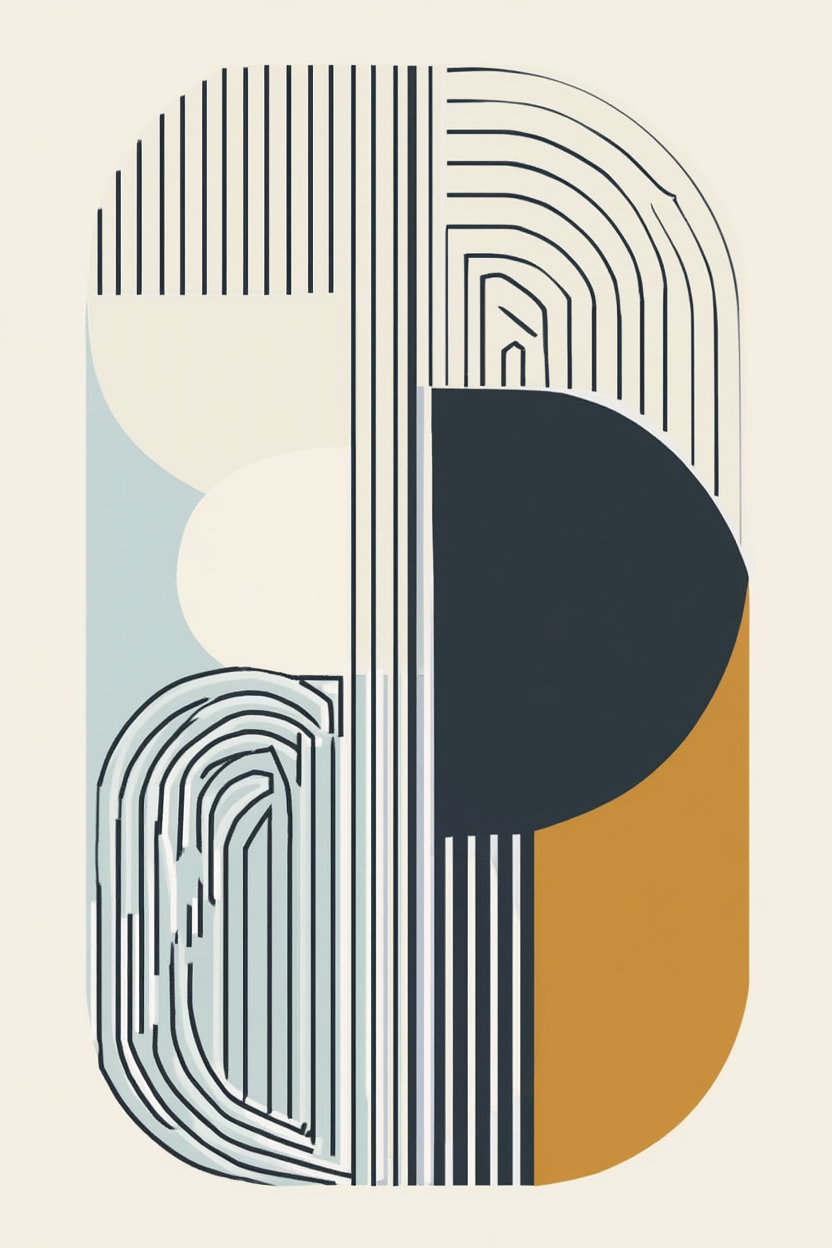 Nordic Bauhaus Mid-Century – Office Set of 3 Modern Prints - Hakyarts