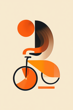 Abstract Orange Bauhaus Bicycle – Office Set of 3 Prints - Hakyarts