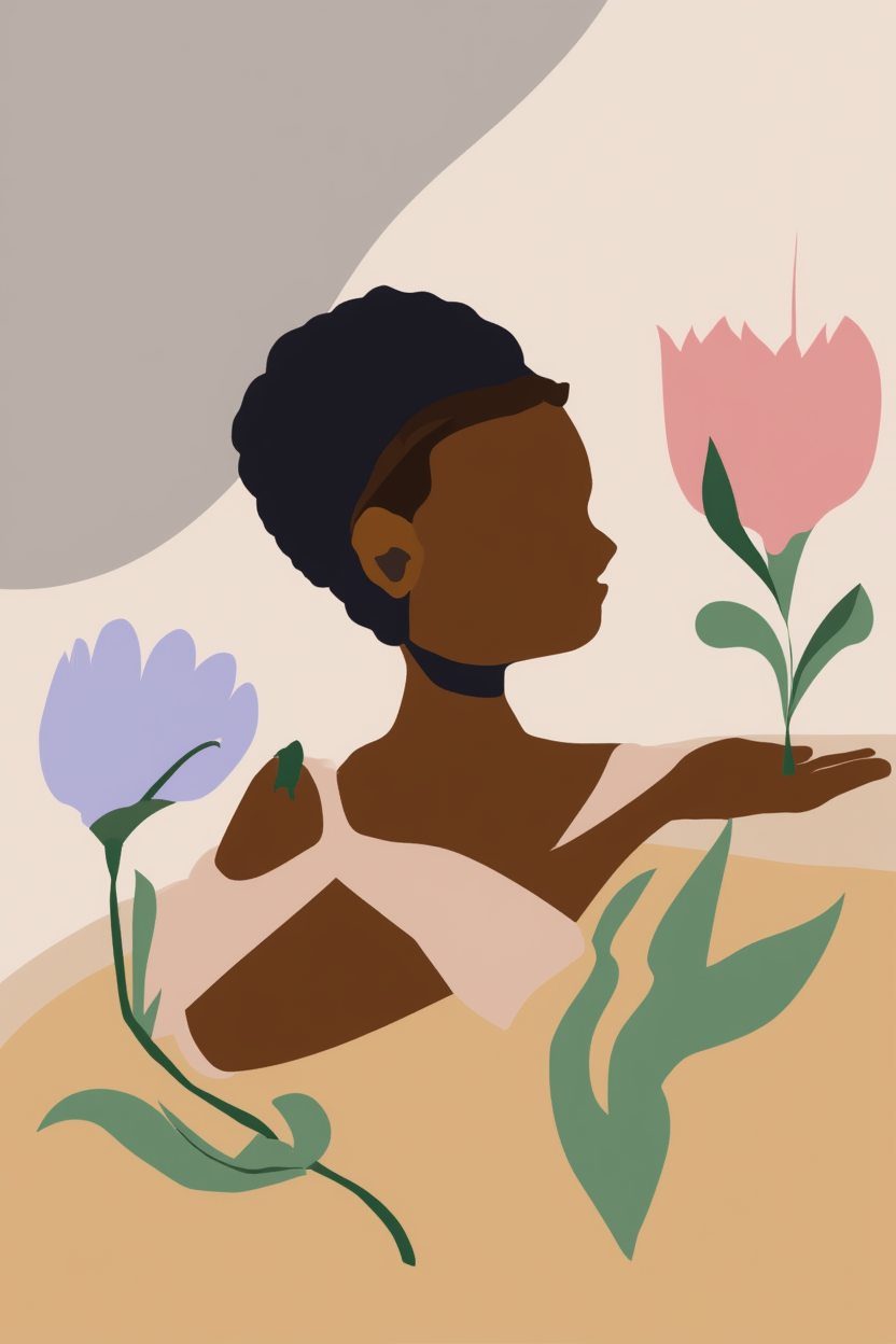 Floral Black Girl Collection – Set of 6 Art Prints - Hakyarts