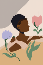 Floral Black Girl Collection – Set of 6 Art Prints - Hakyarts