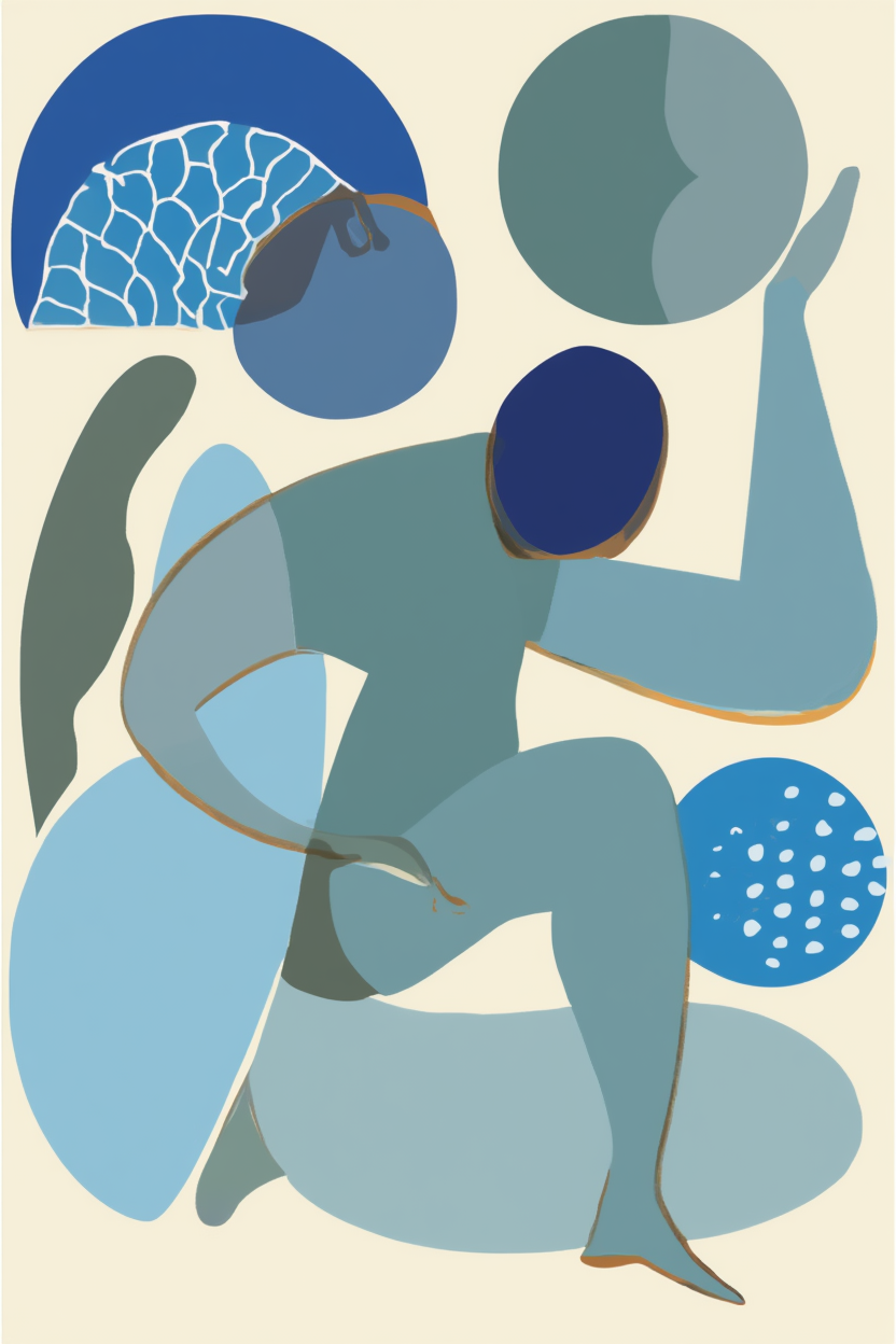 Blue Matisse Line Art – Set of 6 - Hakyarts
