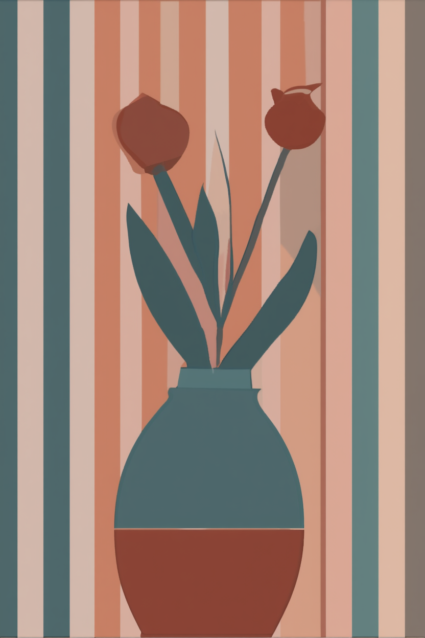 Striped floral Art Collection Dining Room Set of 6 Prints - Hakyarts