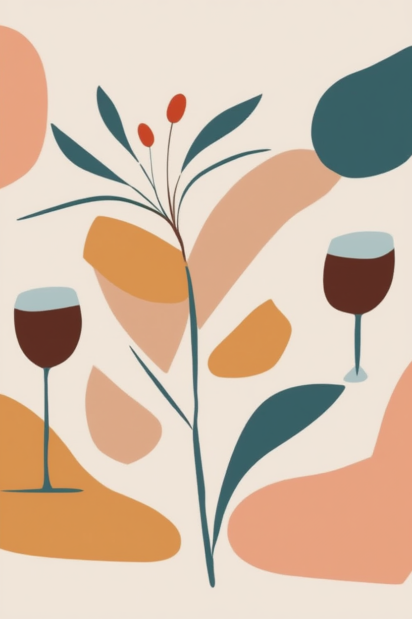 Boho Chic – Set of 3 Abstract Girl & Wine Prints - Hakyarts