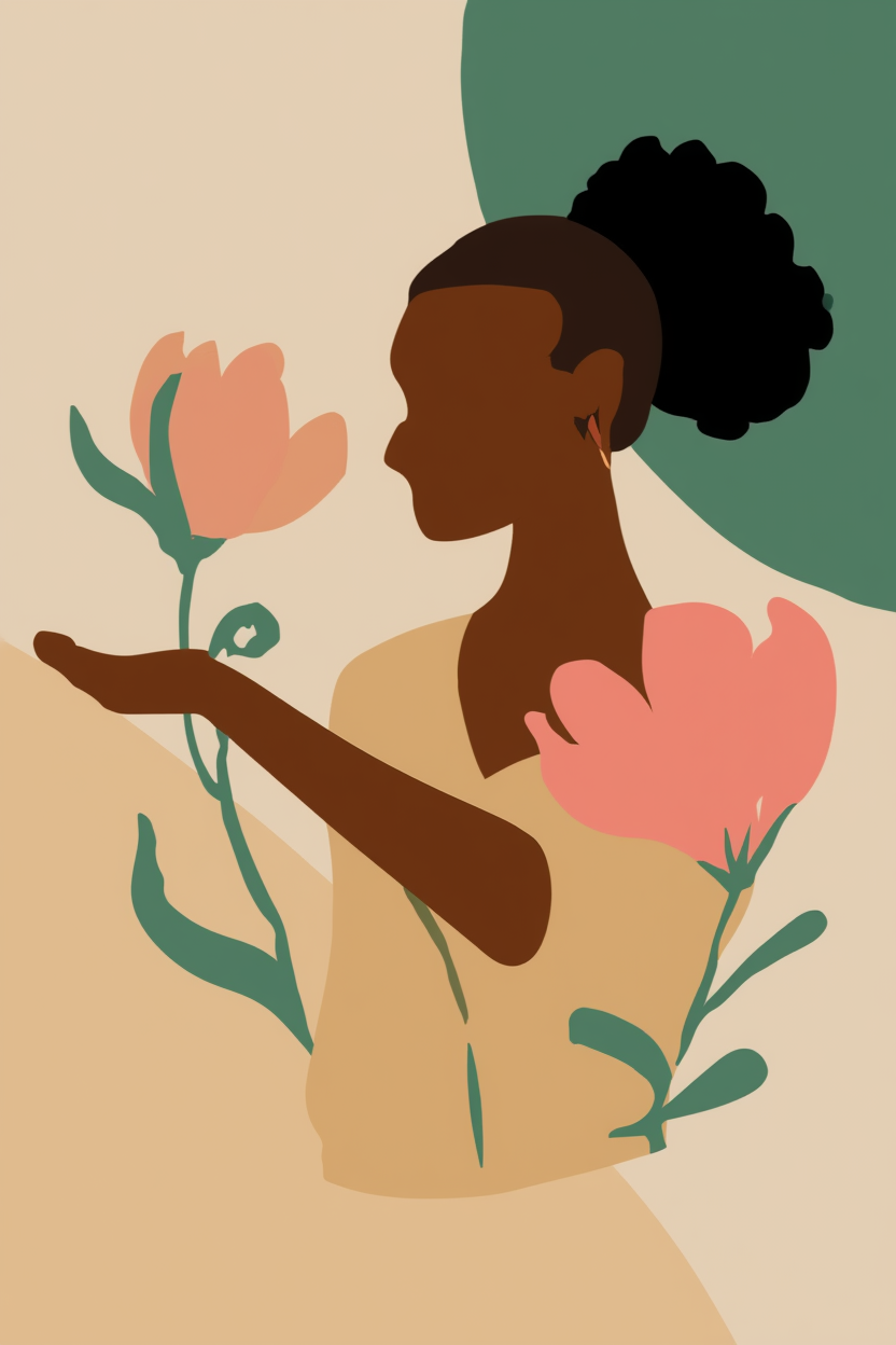 Floral Black Girl Collection – Set of 6 Art Prints - Hakyarts
