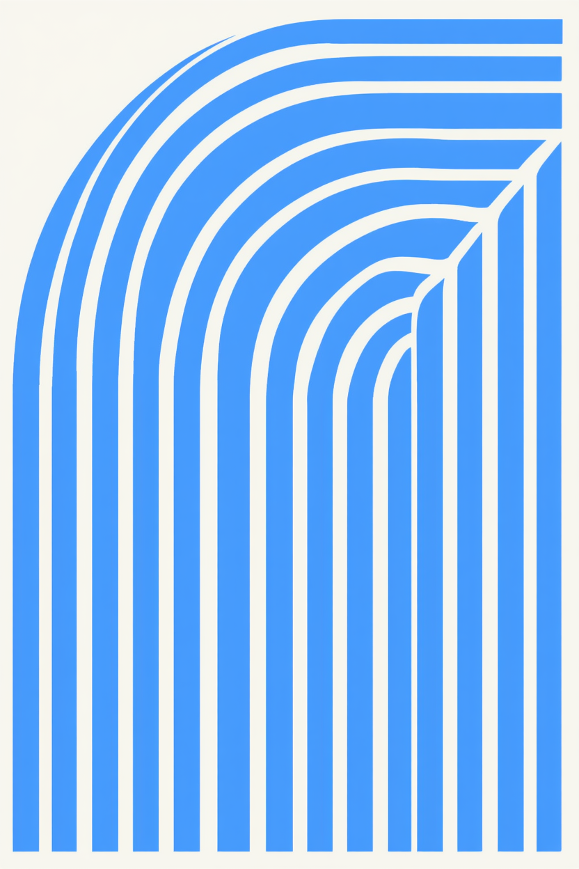 Blue Bauhaus Rainbow – Living Room Set of 4 Modern Prints