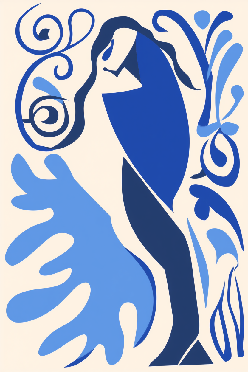 Blue Matisse Line Art – Set of 6 - Hakyarts
