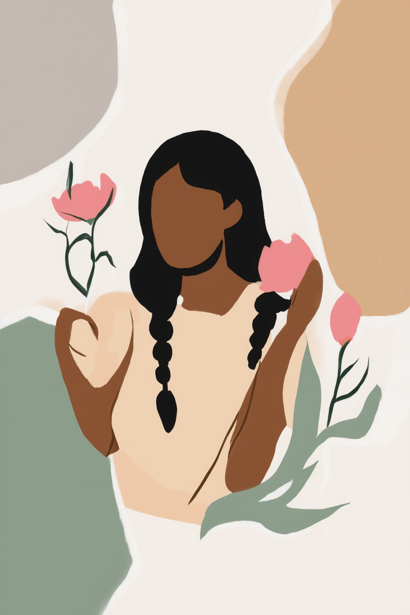 Floral Black Girl Collection – Set of 6 Art Prints - Hakyarts