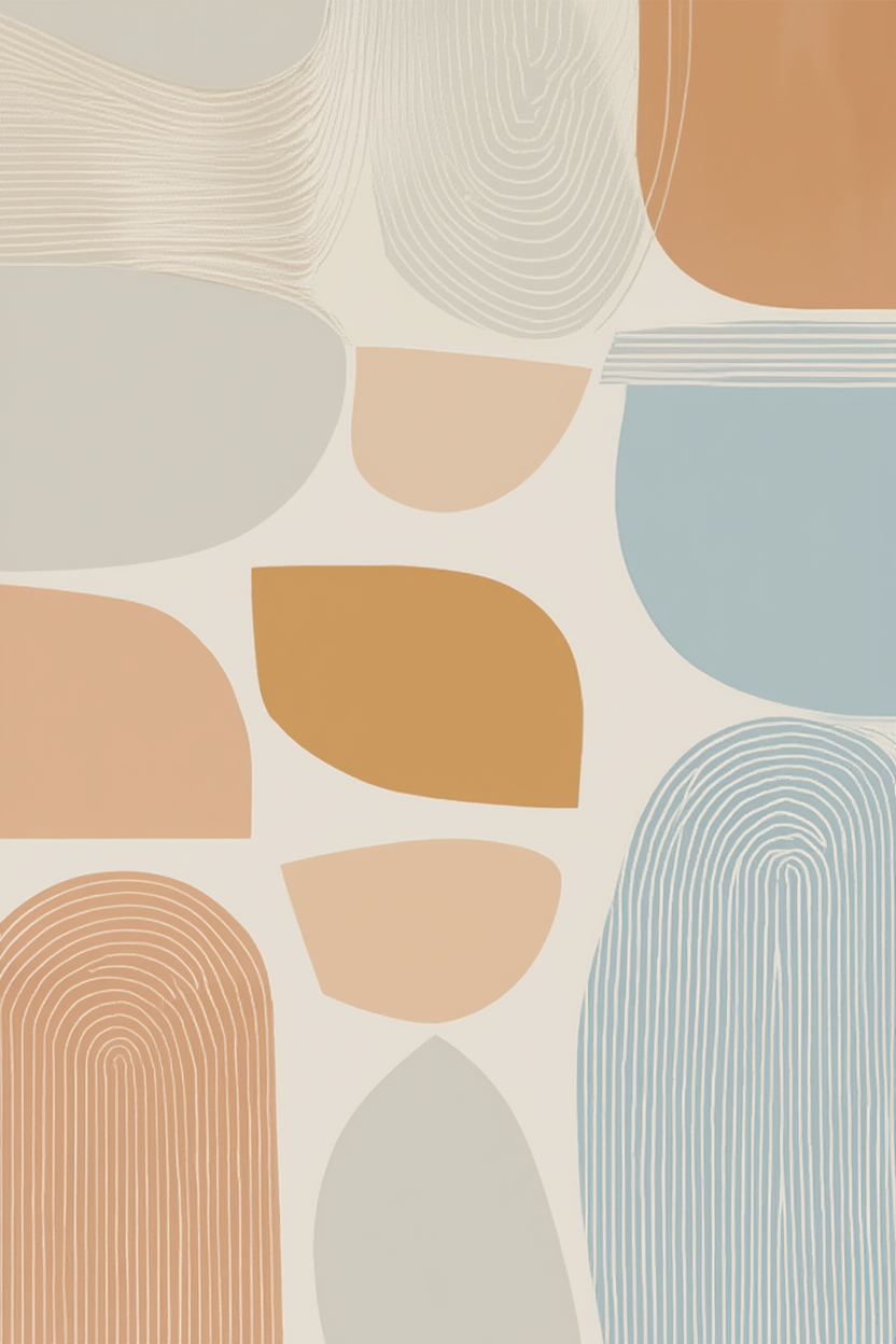 Nordic Abstract – Dining Room Set of 4 Modern Prints - Hakyarts