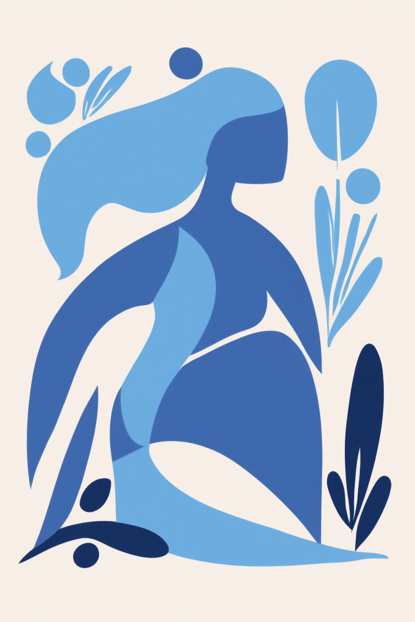 Blue Matisse Line Art – Set of 6