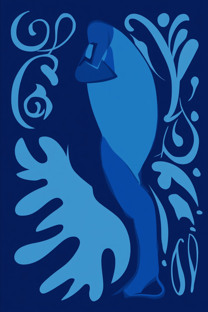 Blue Matisse Line Art – Set of 6