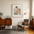 Folk Illustration Print | Woman Drinking Coffee | Contemporary Folk Wall Art