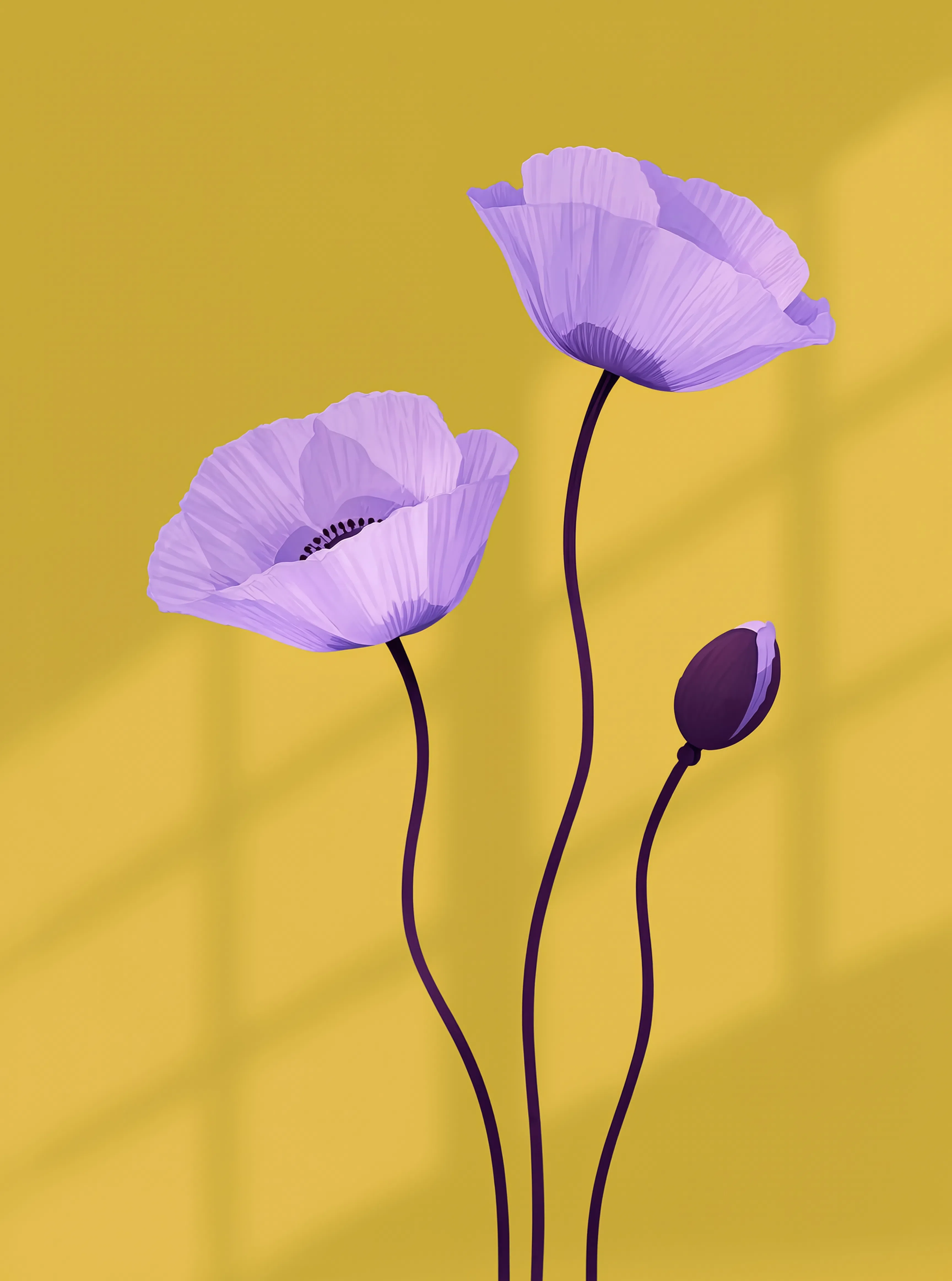 Purple Poppies | Contemporary Botanical Floral Wall Art