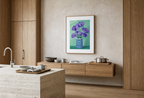 Violet Poppies – Mint | Contemporary Botanical Floral Wall Art