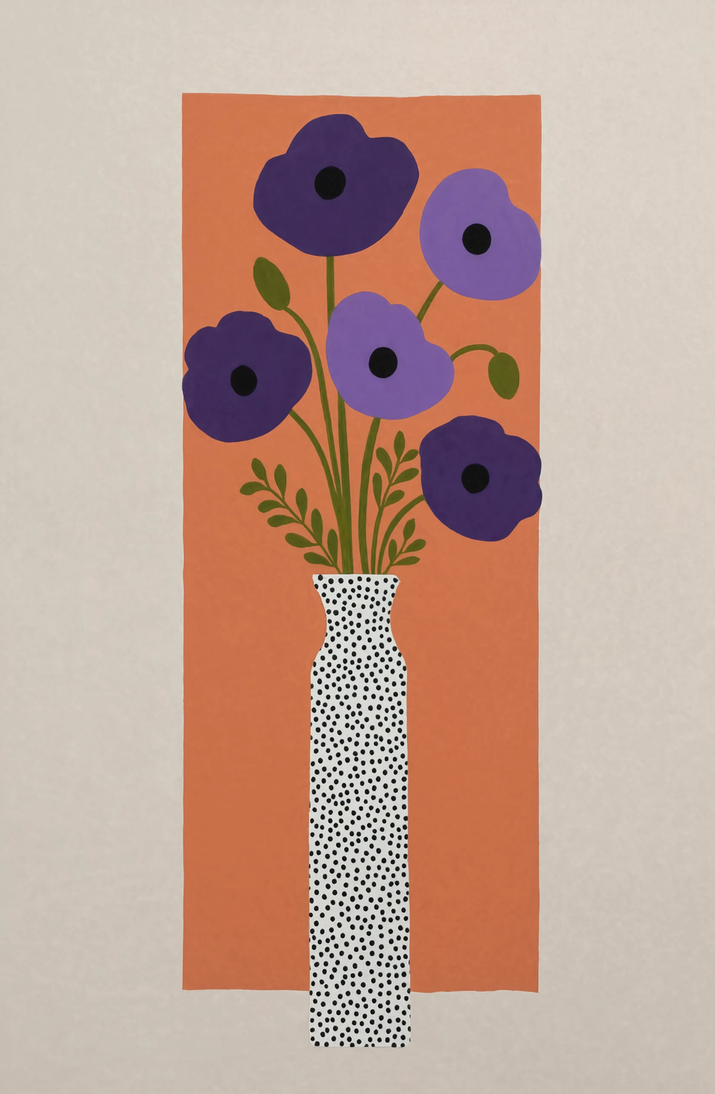 Purple Poppy Vase | Contemporary Botanical Still Life Wall Art