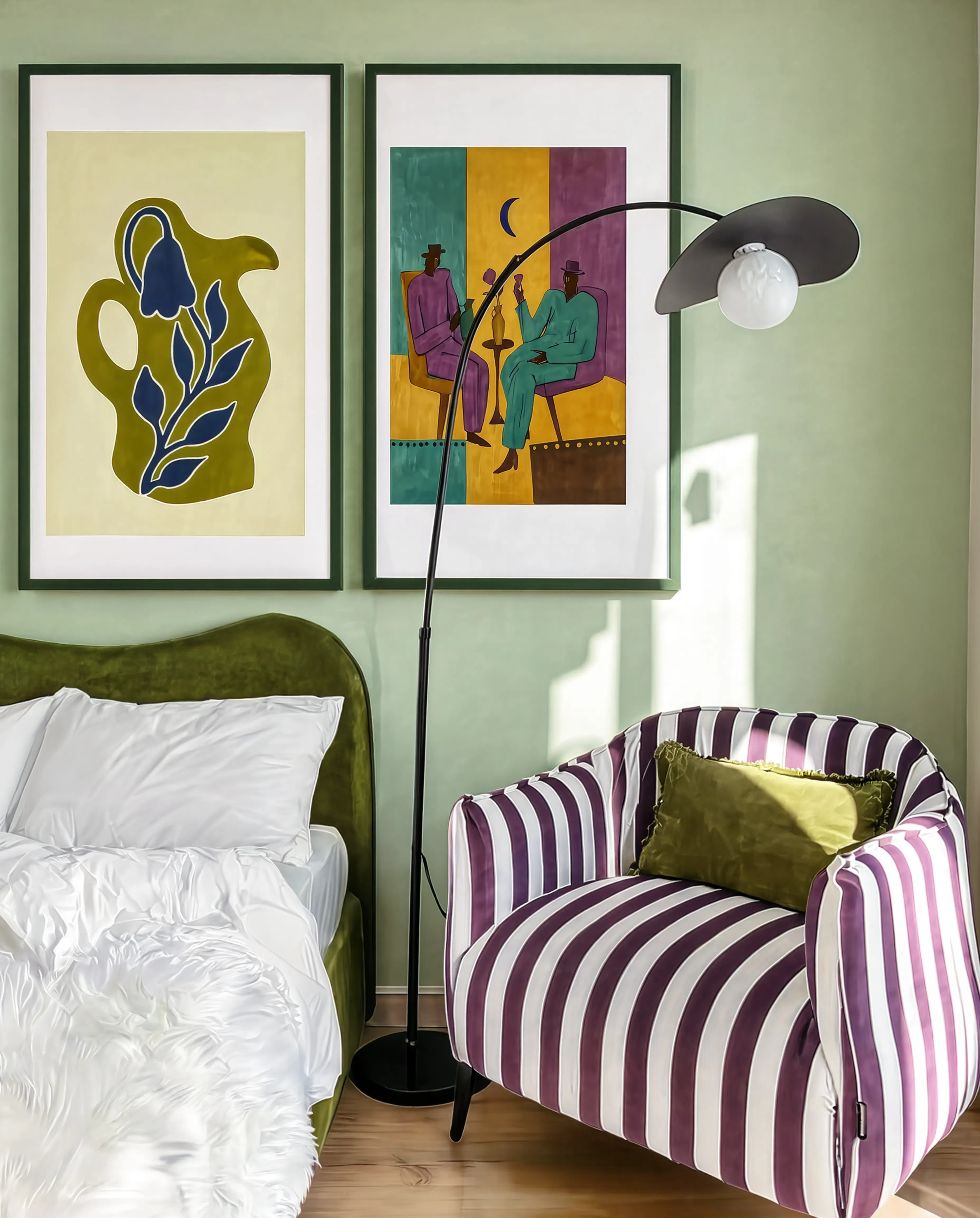 Set of 2 Two Men Conversing & Ceramic Botanical | Contemporary Figurative & Botanical Art Prints