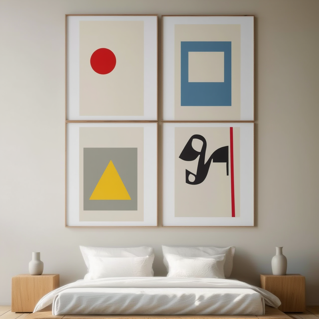 Bauhaus Exhibition – Living Room Set of 4 Modern Art Prints - Hakyarts