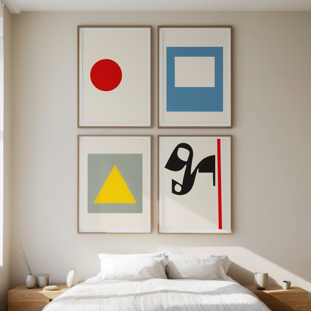 Bauhaus Exhibition – Living Room Set of 4 Modern Art Prints - Hakyarts