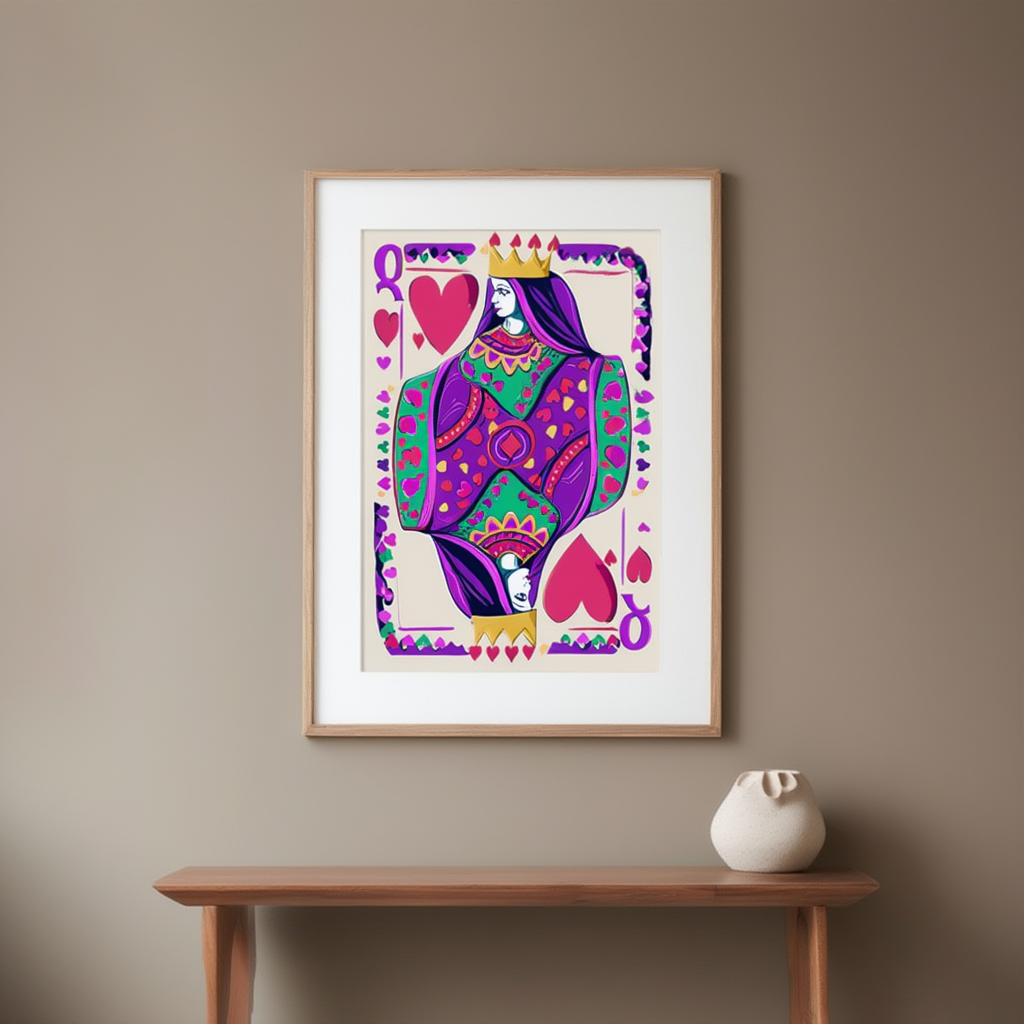 Queen of Hearts – Minimalist Playing Card Wall Art Print