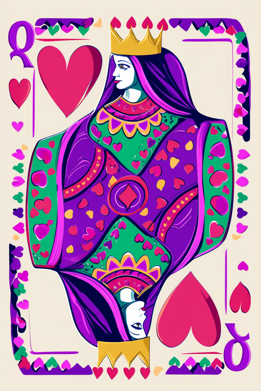 Queen of Hearts – Minimalist Playing Card Wall Art Print