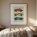 Red & Green Race Cars – Minimalist Wall Art Print