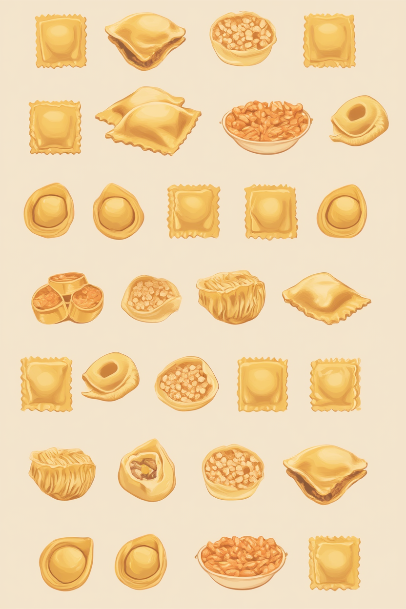 4 Pasta Prints – Retro Italian Kitchen Wall Art - Hakyarts