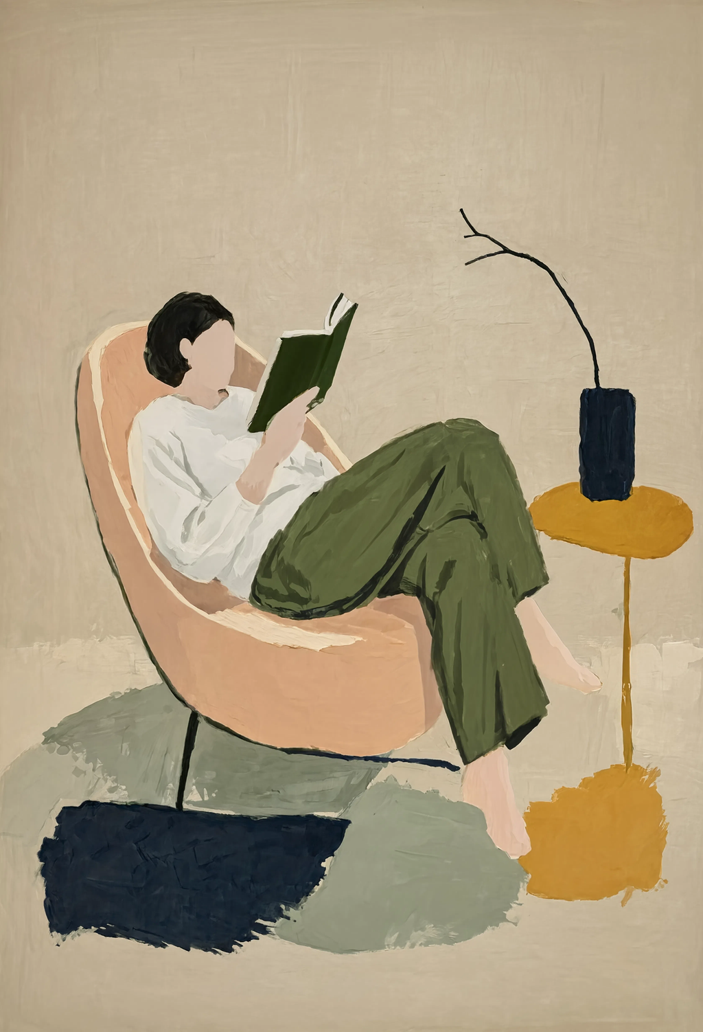 Reader in Chair | Elegant Contemporary Figurative Wall Art Print