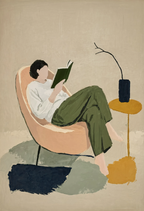 Reader in Chair | Elegant Contemporary Figurative Wall Art Print