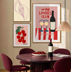 Set of 3 Wine Club & Pendulum Curve Wall Art Prints | Modern Kitchen & Dining Gallery Wall
