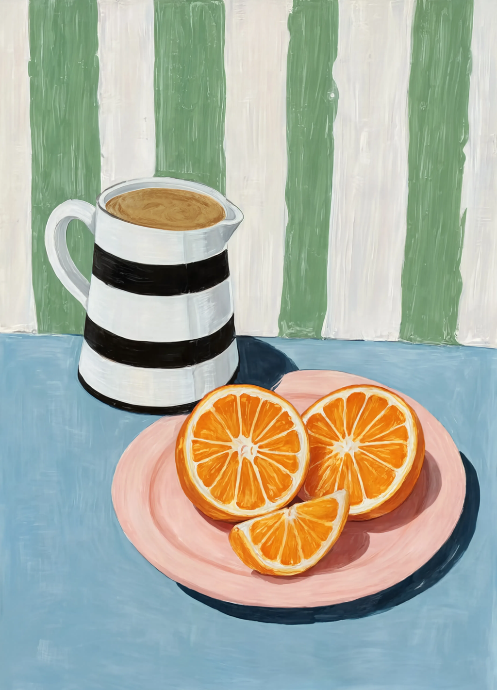 Still Life Sliced Oranges & Coffee | Contemporary Kitchen Art Print