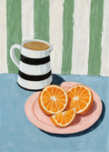 Still Life Sliced Oranges & Coffee | Contemporary Kitchen Art Print