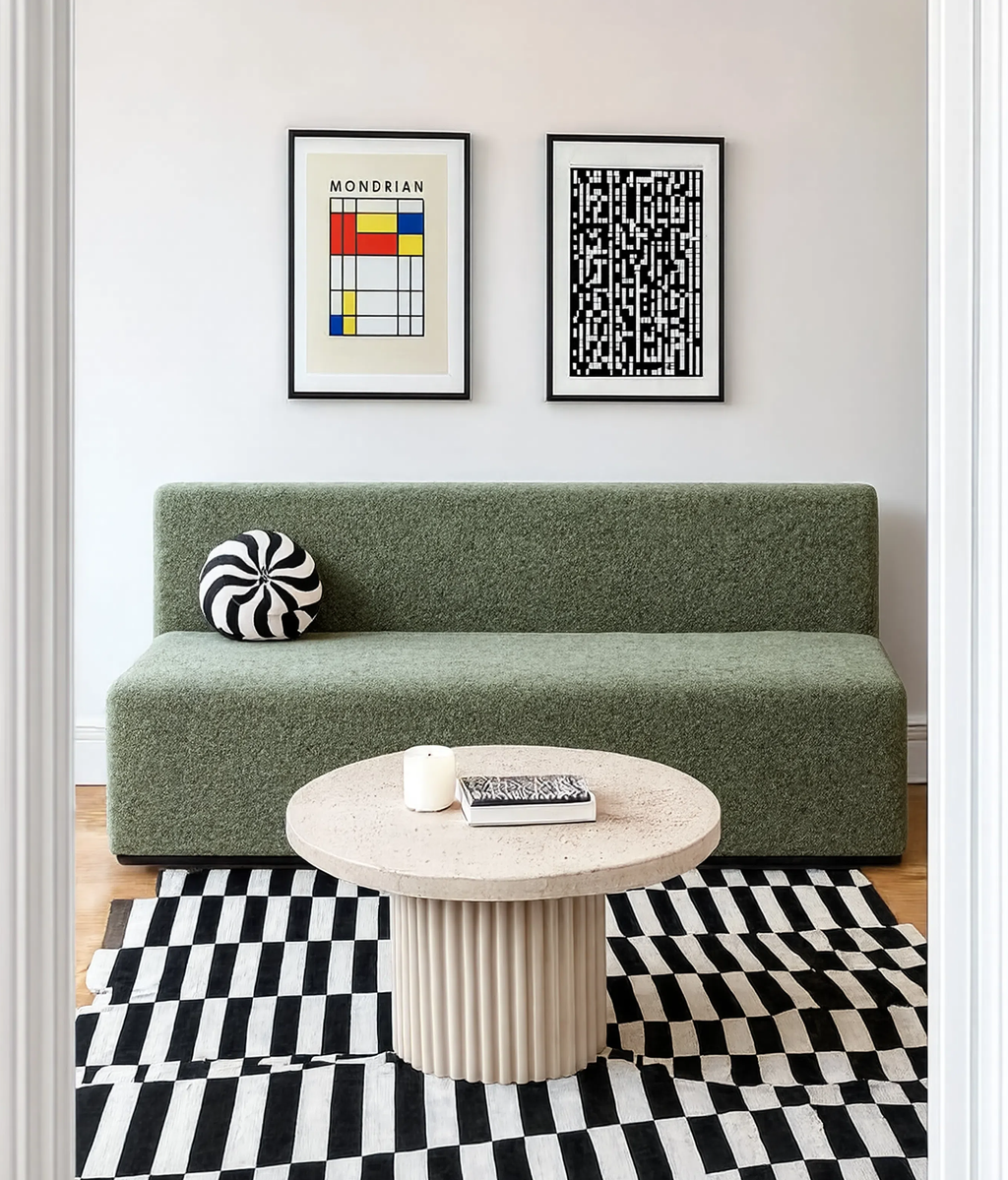 Set of 2 Bauhaus & Geometric Abstract Wall Art Prints – Mondrian & Dynamic Grid Gallery Set