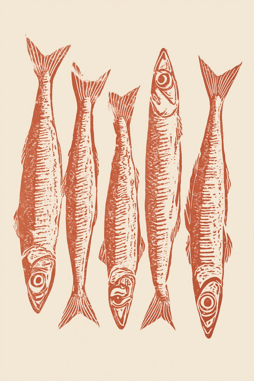 Red Sardine – Minimalist Wall Art Print