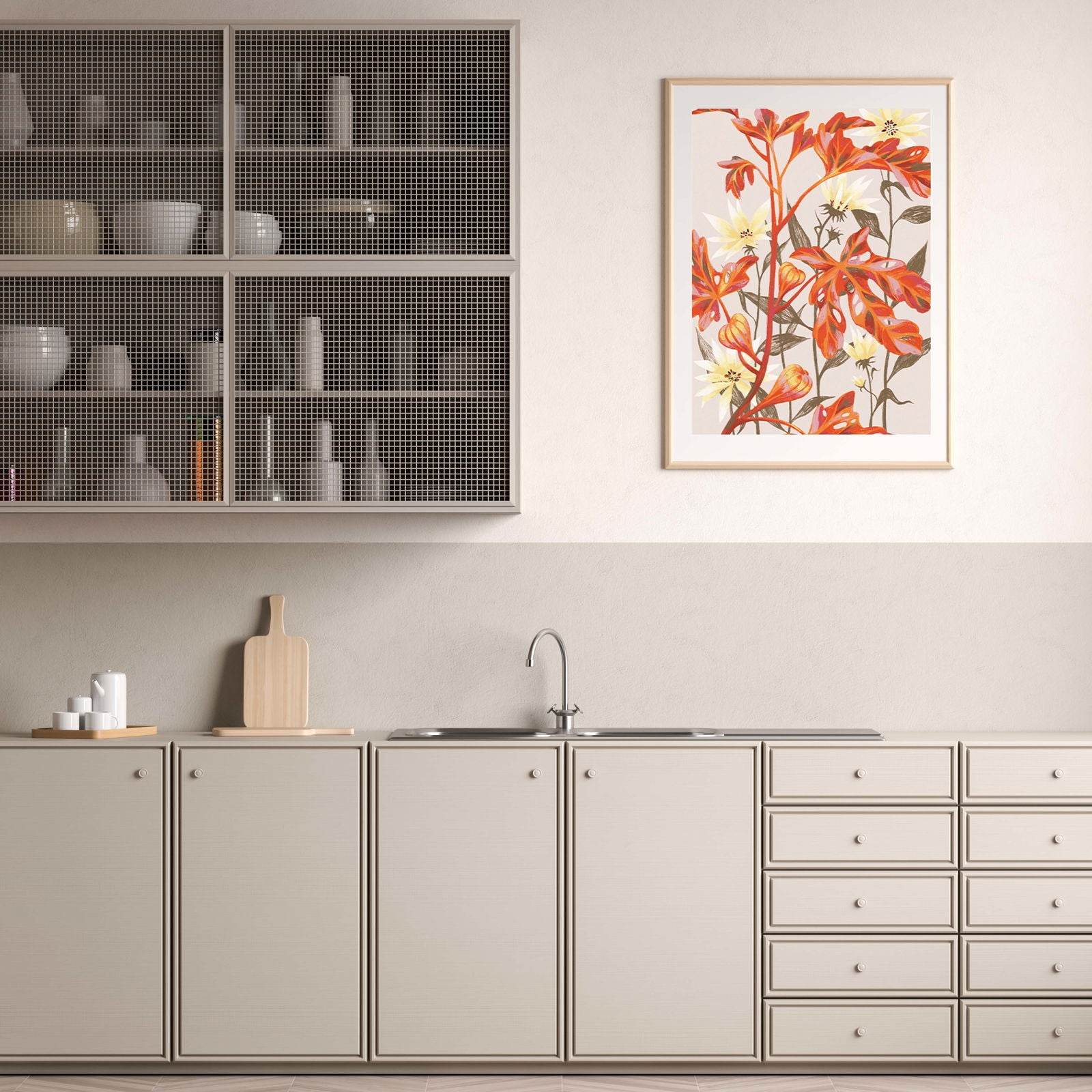 Red Flowers Mural Poster - Hakyarts