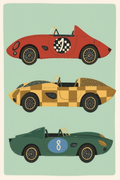 Red & Green Race Cars – Minimalist Wall Art Print