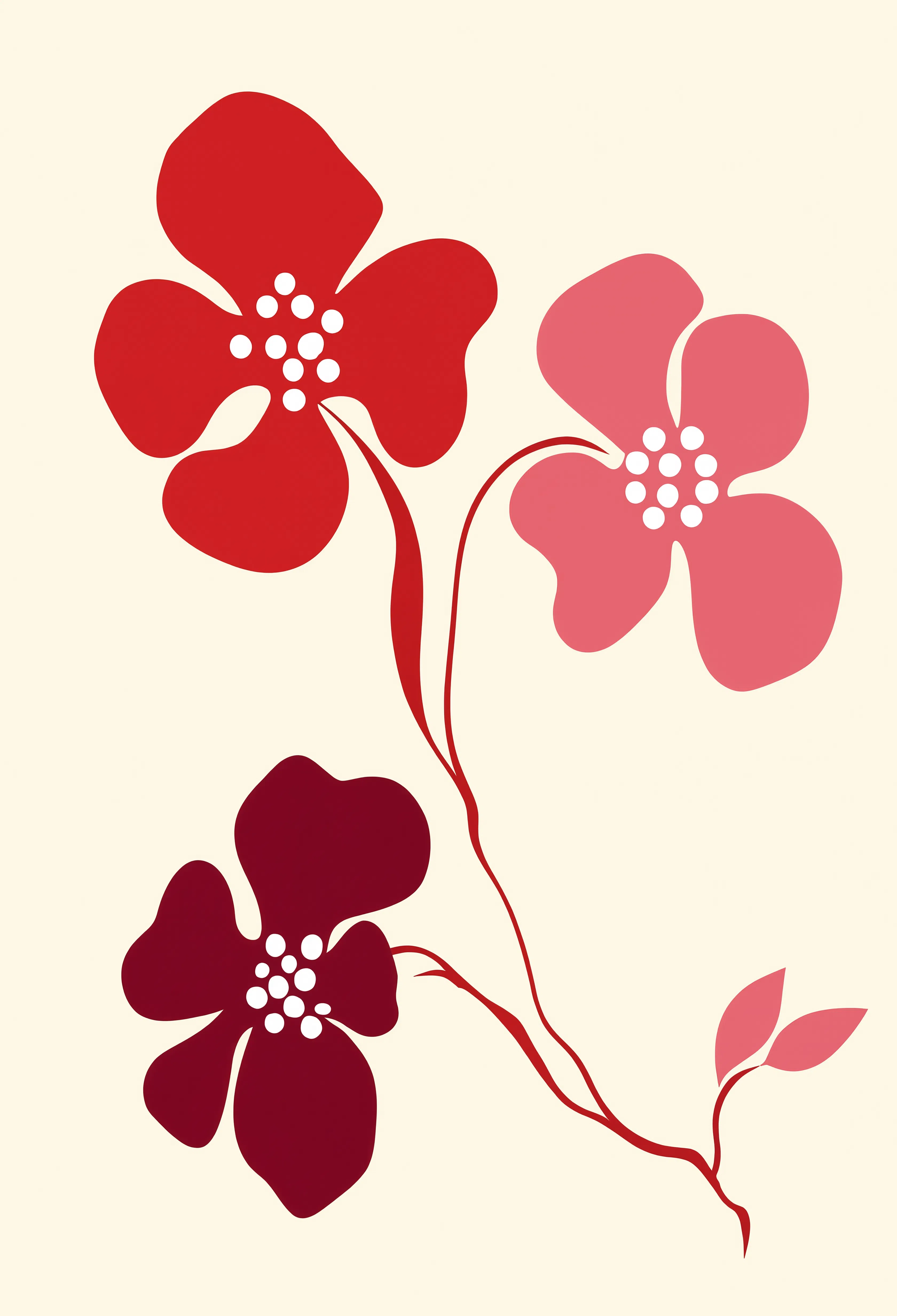 Red & Pink Floral Poster | Contemporary Botanical Wall Art Print