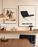 Set of 2 Modern Classic Wall Art Prints | Barcelona Chair & Vintage Fine Art Study