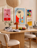 Set of 4 Modern Wall Art Prints | Abstract Faces, Golden Meadow, Pomegranate Fizz & Fine Art Still Life