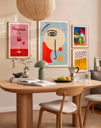 Set of 4 Modern Wall Art Prints | Abstract Faces, Golden Meadow, Pomegranate Fizz & Fine Art Still Life
