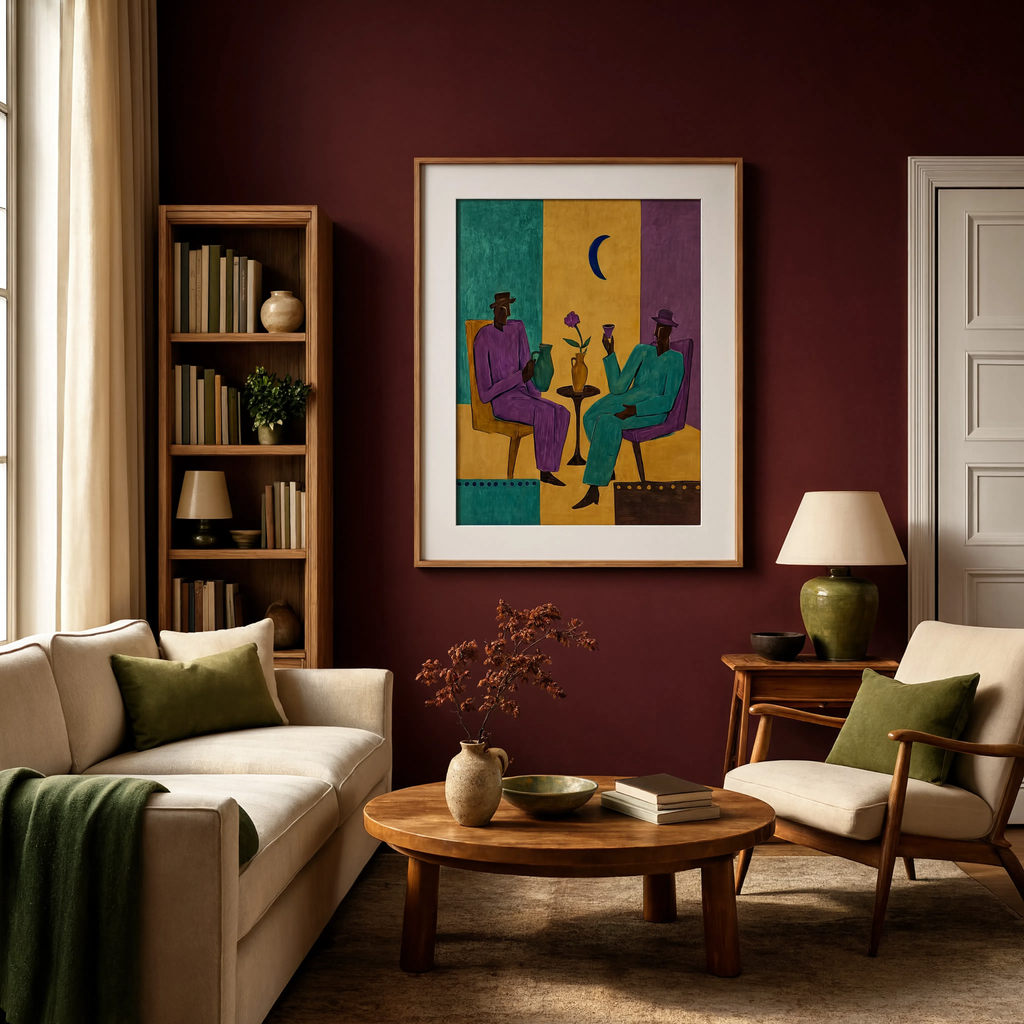 Two Men Conversing | Contemporary Figurative Art Print