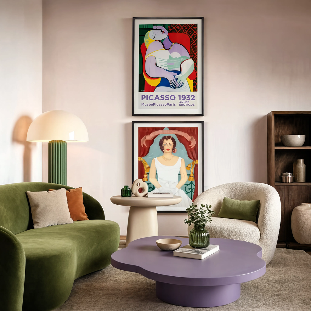 Set of 2 Iconic Art Wall Prints – Musée Picasso Paris 1932 & Frida Kahlo Portrait Gallery Set