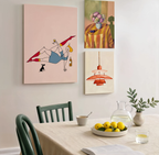 Set of 3 Minimalist Wall Art Prints | Still Life Flowers, Wine Evening & Glow Lamp Illustration