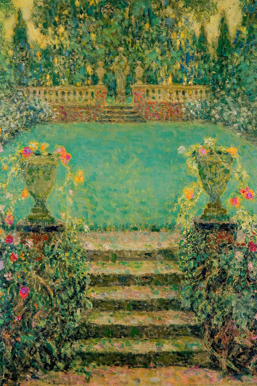 Les Marches du Jardin, Gerberoy (1931) by Henri Le Sidaner – Landscape & Garden Art Print